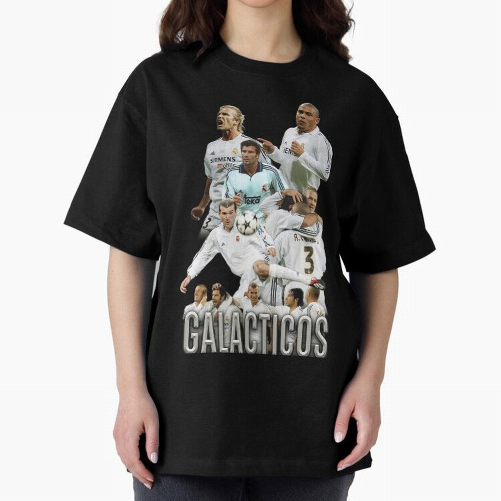 Real Madrid Galacticos Soccer Legends Collage Poster Oversized T-Shirt Celebrate Soccer Greatness during the FIFA World Cup 2026 Journey through Neymar, Haaland and Cristiano Ronaldo Highlights, England and Germany Pride, Sports Nostalgia,