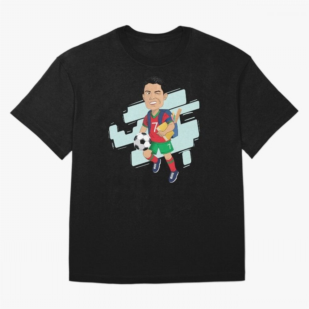 BACK TO SCHOOL - CARICATURE - CHRISTIANO - RONALDO Oversized T-Shirt Experience FIFA World Cup 2026 USA Canada Mexico Highlighting Mbappe, Brazil, Portugal and Argentina Energy, Global Supporter Spirit, Legendary Goals, National Colors and