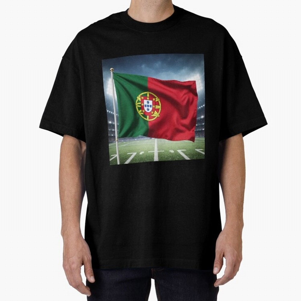 Portugal Flag 3D Football Design ¨C Supporters Portugal Oversized T-Shirt Refresh Match Day Hype around FIFA World Cup 2026 USA Canada Mexico, CR7 and Messi, France and Portugal, Championship Spirit, Famous Goals, Roaring Crowds and International