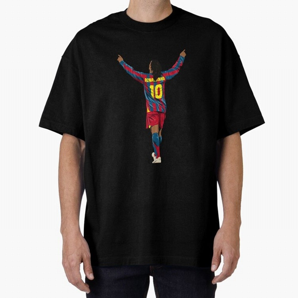 Ronaldinho Oversized T-Shirt Honor the Beautiful Game during FIFA World Cup 2026 Spirit, with Netherlands, Messi, Neymar and Mbappe, Sports Nostalgia, International Competition, Famous Players and Unforgettable Victories; Ideal for Fans Who Follow