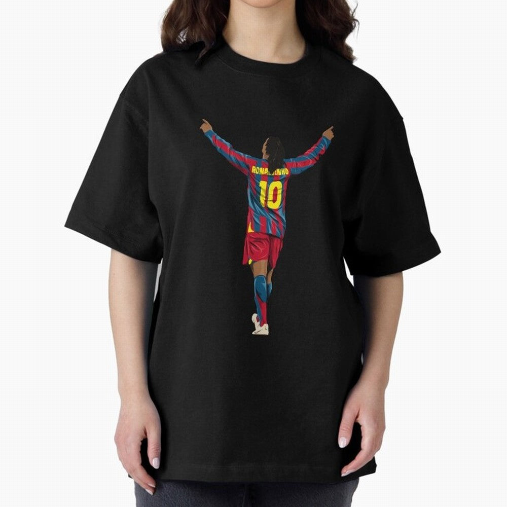 Ronaldinho Oversized T-Shirt Honor the Beautiful Game during FIFA World Cup 2026 Spirit, with Netherlands, Messi, Neymar and Mbappe, Sports Nostalgia, International Competition, Famous Players and Unforgettable Victories; Ideal for Fans Who Follow