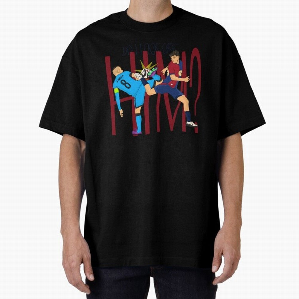 Iniesta and pedri the past and present Oversized T-Shirt Step into FIFA World Cup 2026 Capturing Messi, CR7 and Mbappe, England and Germany Energy, Soccer Culture, Superstar Moments, National Team Dreams and Competitive Fire; Ideal for Passionate
