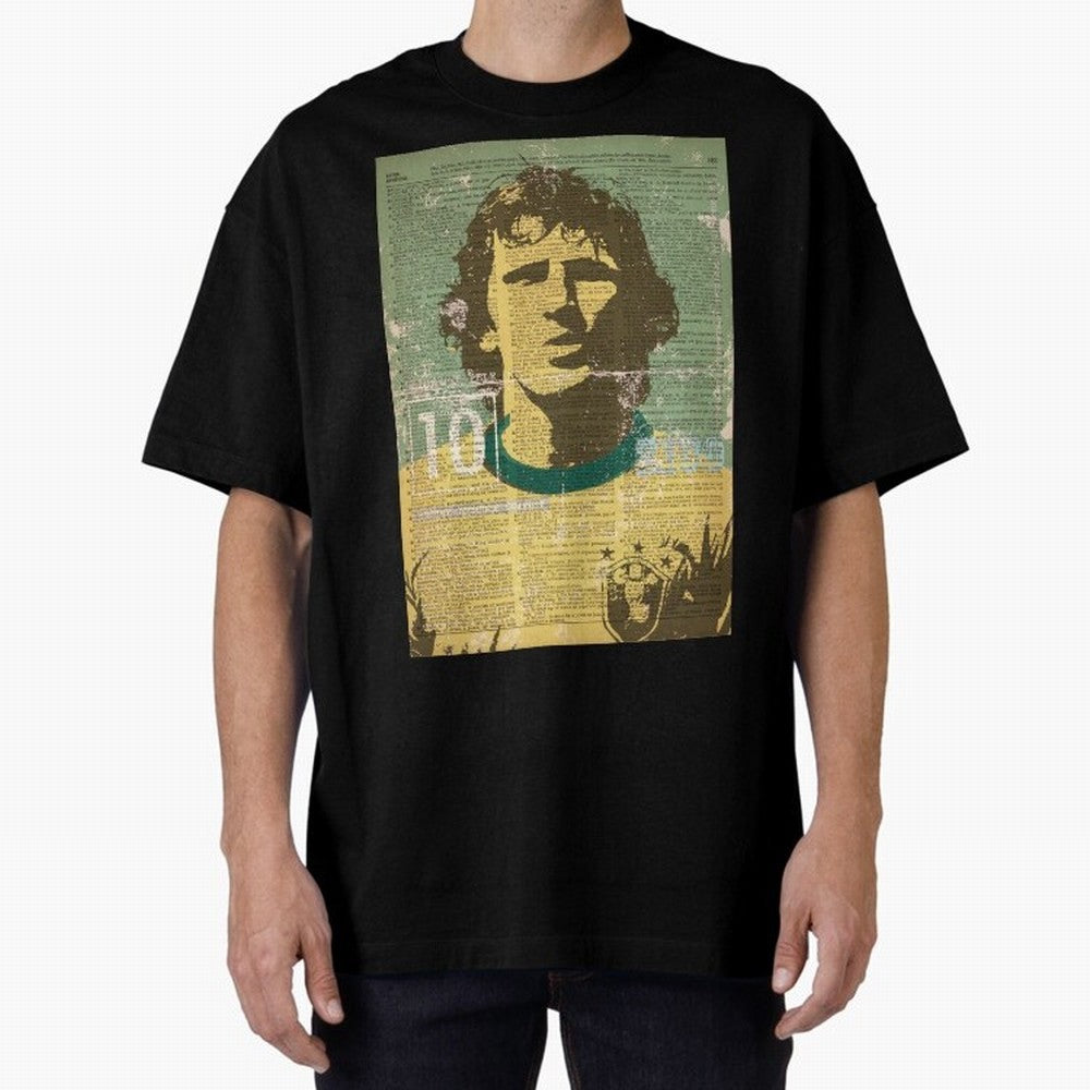ZICO Oversized T-Shirt Show Fan Pride Across FIFA World Cup 2026 Inspired by CR7, Brazil Energy, Sports Nostalgia, International Competition, Famous Players and Unforgettable Victories; Ideal for Passionate Fans Who Love Underdog Stories, Superstar