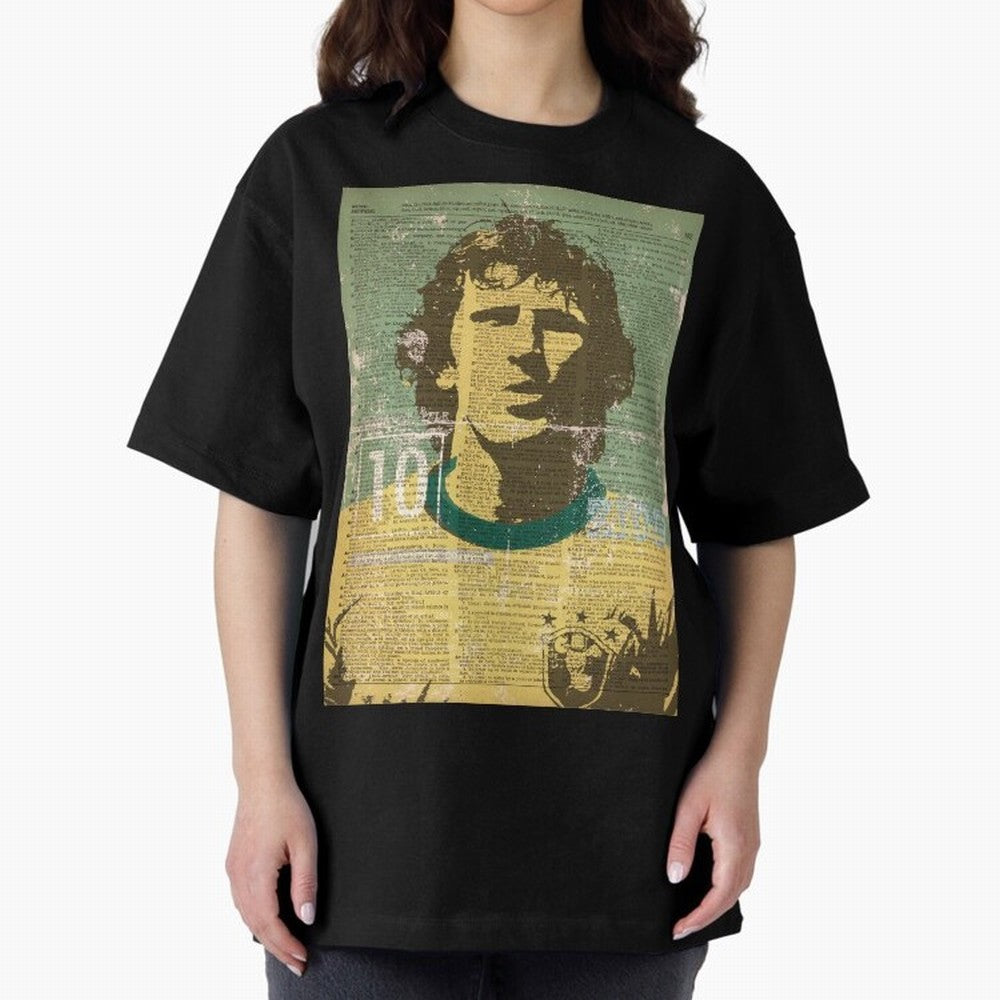 ZICO Oversized T-Shirt Show Fan Pride Across FIFA World Cup 2026 Inspired by CR7, Brazil Energy, Sports Nostalgia, International Competition, Famous Players and Unforgettable Victories; Ideal for Passionate Fans Who Love Underdog Stories, Superstar