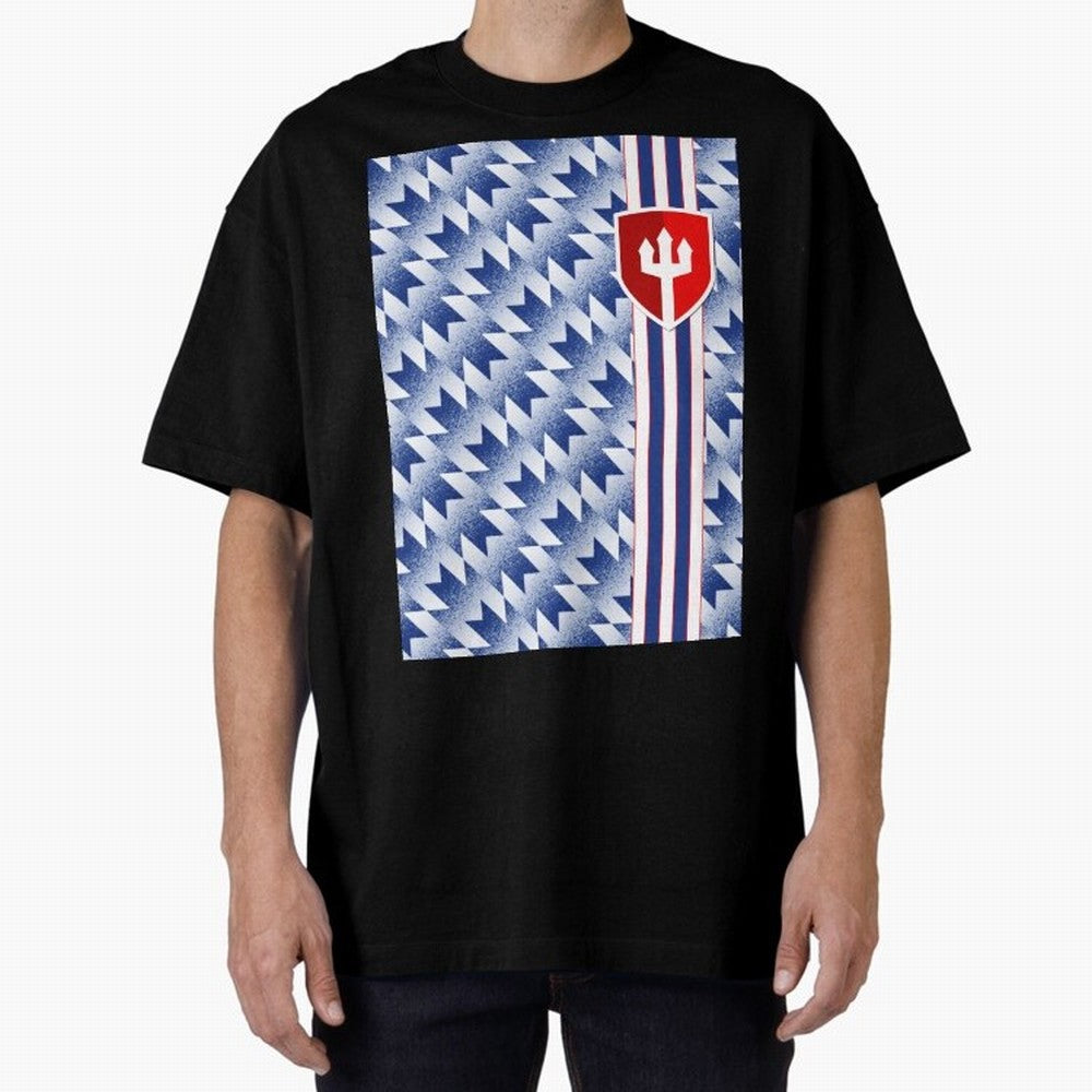 Manchester United 94 Away Jersey Pattern Oversized T-Shirt Celebrate Global Passion for FIFA World Cup 2026 USA Canada Mexico Spirit, Capturing Spain and Netherlands, Messi, Champion Mindset, Group Stage Buzz, Knockout Tension and Passionate Fan