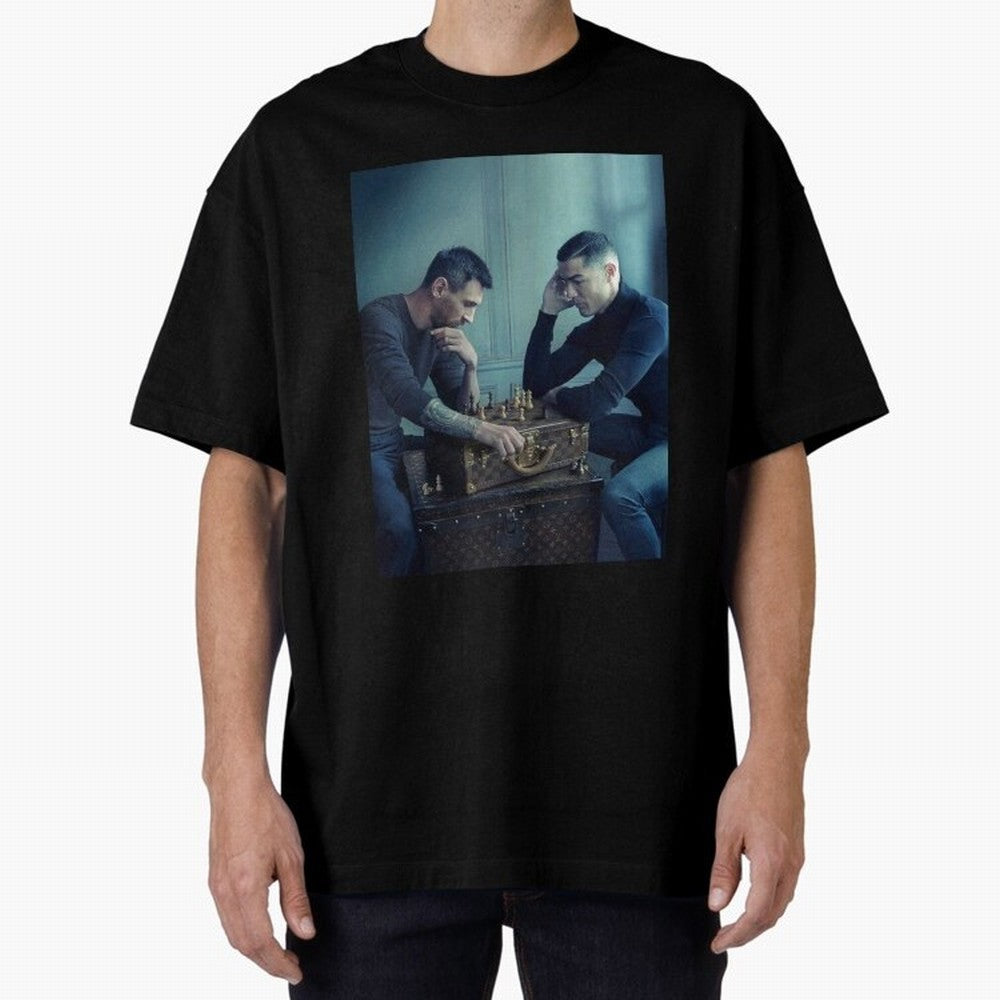 Messi and Ronaldo Chess Shirt, Vintage Lionel Messi Shirt, Lionel Messi Sweatshirt, Messi Hoodie, Retro Messi Hoodie Oversized T-Shirt Treasure FIFA World Cup 2026 Group Stage Capturing Mbappe and Neymar, Argentina and Brazil Energy, Fan Favorite