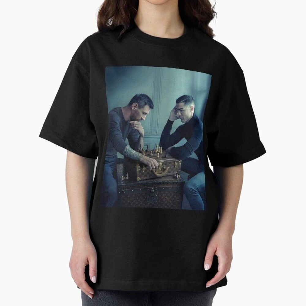 Messi and Ronaldo Chess Shirt, Vintage Lionel Messi Shirt, Lionel Messi Sweatshirt, Messi Hoodie, Retro Messi Hoodie Oversized T-Shirt Treasure FIFA World Cup 2026 Group Stage Capturing Mbappe and Neymar, Argentina and Brazil Energy, Fan Favorite
