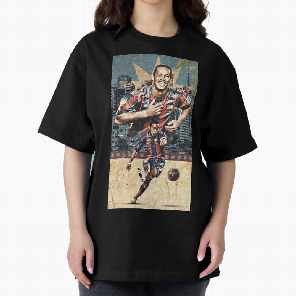 Ronaldinho Design Oversized T-Shirt Honor the Beautiful Game during FIFA World Cup 2026 for Fans of Messi, CR7 and Mbappe and Germany, Bringing Stadium Chants, National Pride, Trophy Dreams and Unforgettable Football Memories; Ideal for Football