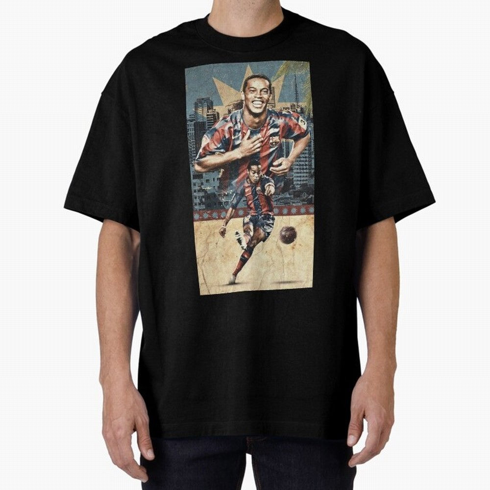 Ronaldinho Design Oversized T-Shirt Honor the Beautiful Game during FIFA World Cup 2026 for Fans of Messi, CR7 and Mbappe and Germany, Bringing Stadium Chants, National Pride, Trophy Dreams and Unforgettable Football Memories; Ideal for Football