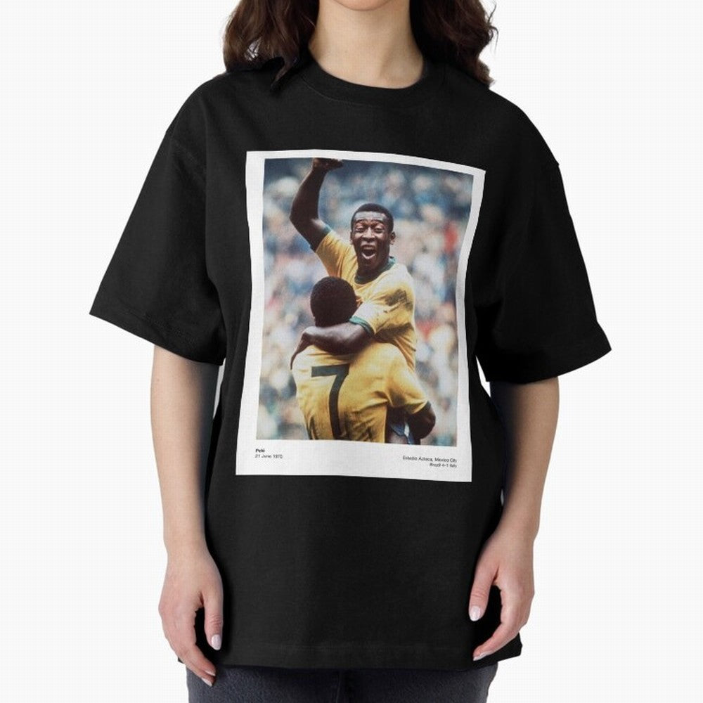 Pele Oversized T-Shirt Celebrate the Road through the FIFA World Cup 2026 Journey through Neymar Highlights, France and Portugal Pride, Fan Favorite Moments, National Team Passion, Big Match Drama and Soccer History; Ideal for Passionate Fans Who