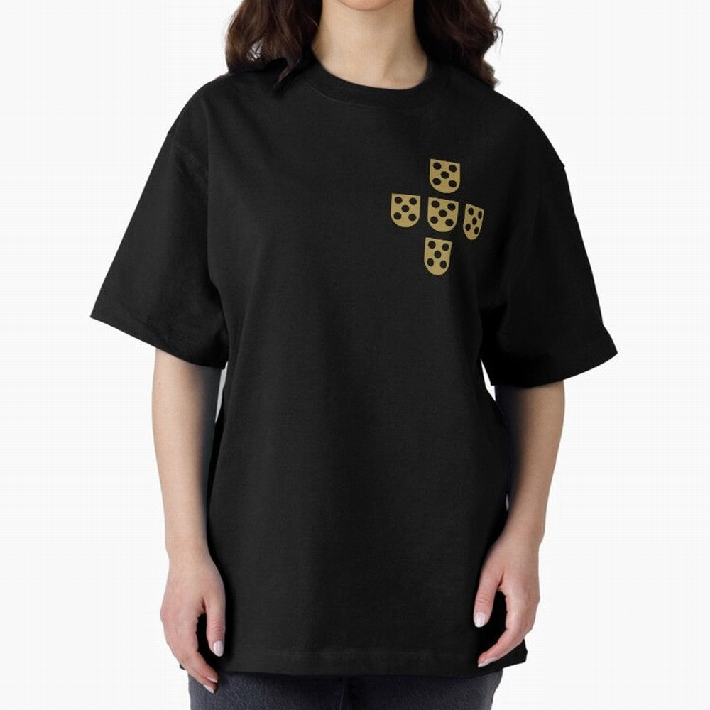 Quinas Portugal Gold B Oversized T-Shirt Join Global Football Passion for FIFA World Cup 2026 Group Stage, Built around Mbappe, Argentina and Brazil, Retro Football Energy, Iconic Rivalries, Trophy Chase Drama and Stadium Atmosphere; Ideal for