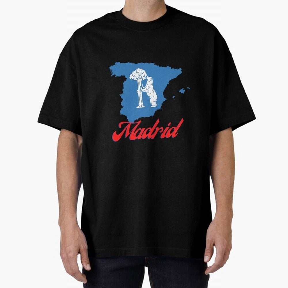 Madrid Bear Strawberry Tree Oversized T-Shirt Show Championship Spirit for FIFA World Cup 2026 USA Canada Mexico for Fans of Cristiano Ronaldo, Haaland and CR7 and Portugal, Spain and Germany, Bringing Stadium Memories, Football Loyalty,