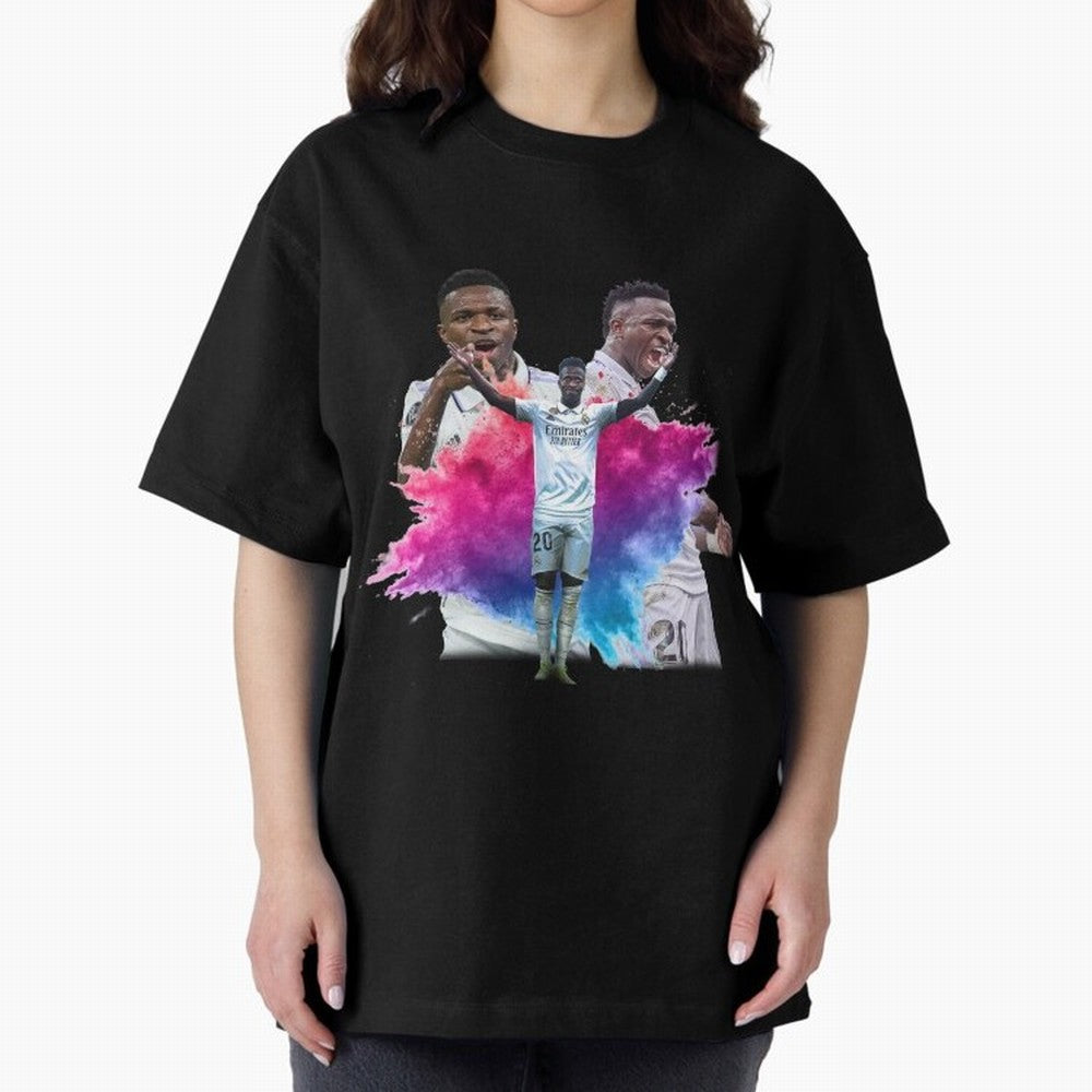 Fanart Vinicius Junior Merch Oversized T-Shirt Show Passion for the Stars of the FIFA World Cup 2026 Group Stage Journey through Messi and Cristiano Ronaldo Highlights, Argentina, France and Brazil Pride, Worldwide Fan Energy, Dramatic Goals,