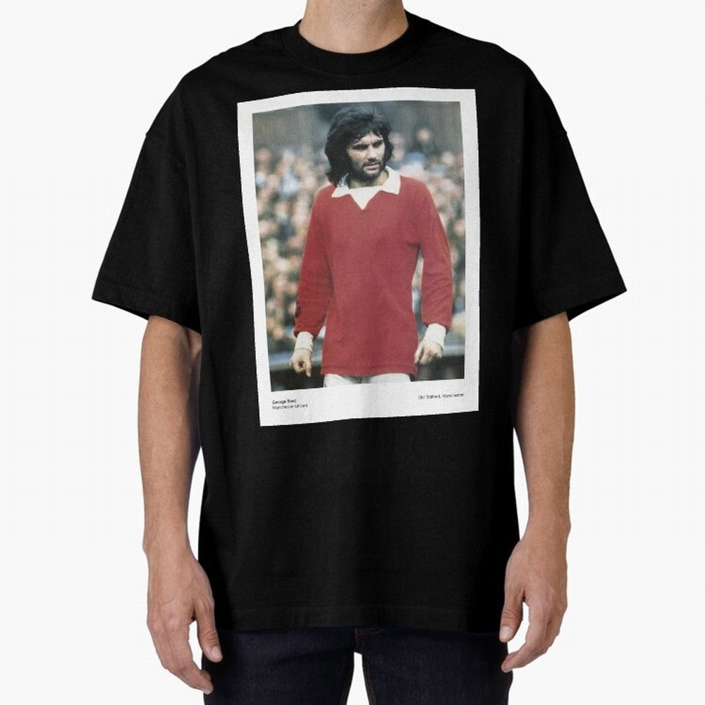 George Best - Manchester United Oversized T-Shirt Show Championship Spirit for FIFA World Cup 2026 Spirit, Connected to Argentina and Brazil, Messi and Cristiano Ronaldo, Football Festival Excitement, Trophy Ambitions, Country Rivalries and Star