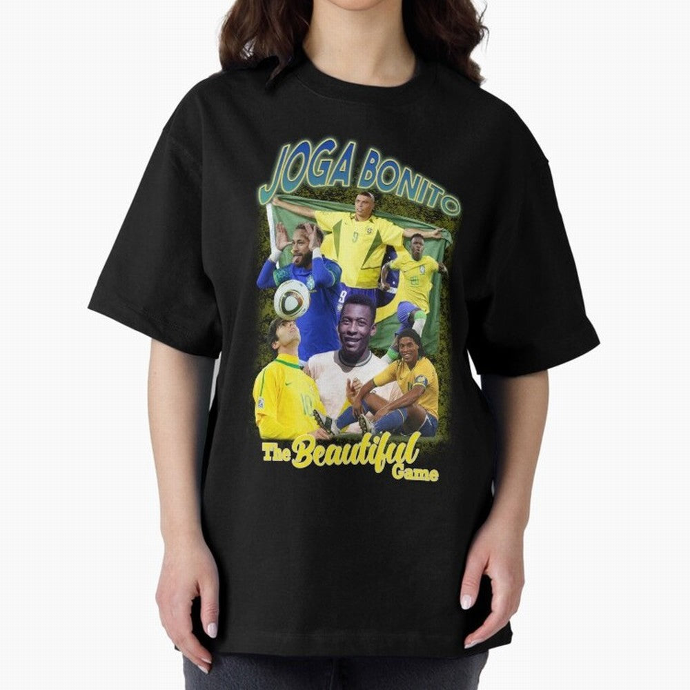 Joga Bonito Brazil Oversized T-Shirt Fuel Match Day Hype around FIFA World Cup 2026 Group Stage, Mbappe, France and Portugal, Game Day Rituals, Football Legends, Country Pride and the Road to the Final; Perfect for Supporters Who Want Bold Football