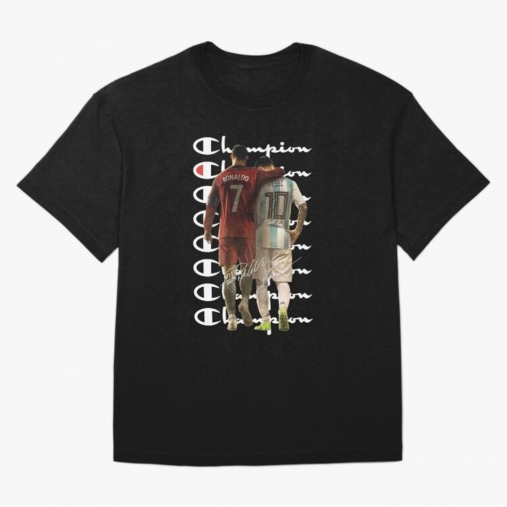 Ronaldos And Messis C-C-H-A-M-P-I-O-N-N Oversized T-Shirt Keep Football History Alive during Global Football Passion for FIFA World Cup 2026 USA Canada Mexico, Inspired by Cristiano Ronaldo, Haaland and CR7, Argentina, Football History, Final Match