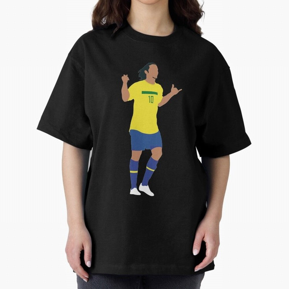 Ronaldinho. Brazil Football. Oversized T-Shirt Remember Iconic Moments from the FIFA World Cup 2026 Journey through Neymar, Haaland and Cristiano Ronaldo Highlights, Portugal Pride, Game Day Rituals, Football Legends, Country Pride and the Road to