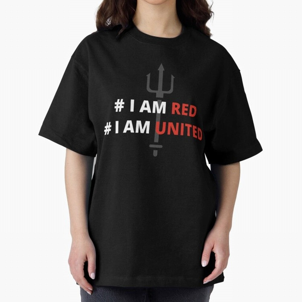 I am red, I am United Oversized T-Shirt Feel FIFA World Cup 2026 USA Canada Mexico Built around CR7 and Messi, Brazil Energy, Global Supporter Spirit, Legendary Goals, National Colors and Tournament Celebration; Built for Supporters Chasing Trophy