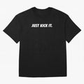 JUST KICK IT football soccer Oversized T-Shirt Stand Proud for Global Football Passion for FIFA World Cup 2026 Group Stage, Highlighting Messi, CR7 and Mbappe, Brazil, Classic Soccer Heritage, Championship Pressure, Fan Loyalty and International