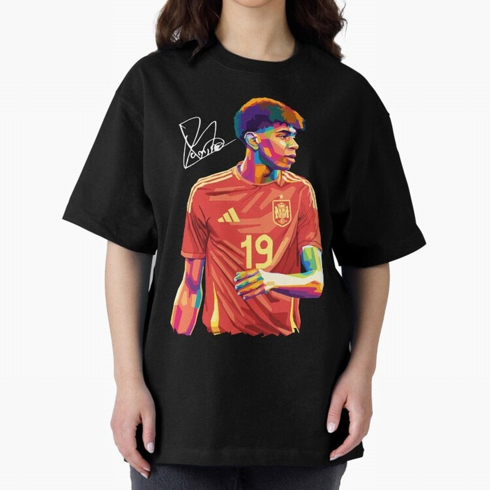 Lamine Yamal Pop Art Oversized T-Shirt Join the FIFA World Cup 2026 Group Stage Journey through Mbappe Highlights, Argentina, France and Brazil Pride, Fan Favorite Moments, National Team Passion, Big Match Drama and Soccer History; Created for