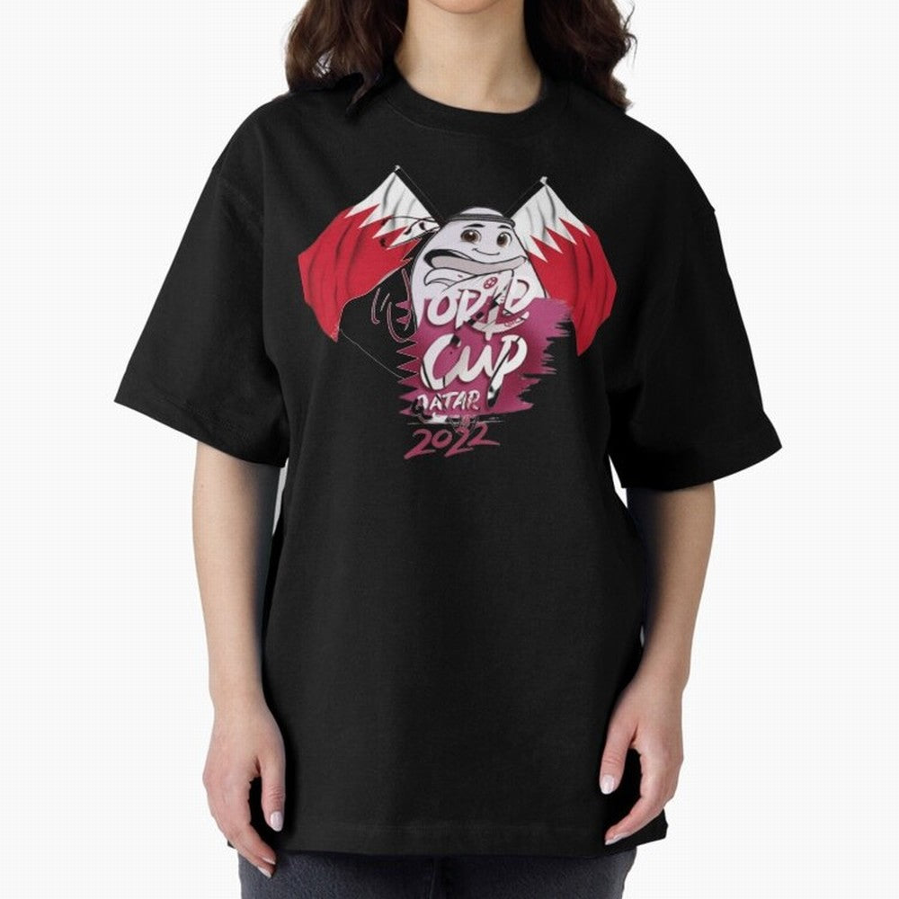 qatar mascot Oversized T-Shirt Honor the Beautiful Game during FIFA World Cup 2026 Group Stage for Fans of Cristiano Ronaldo, Haaland and CR7 and Portugal, Bringing Match Day Excitement, Supporter Culture, Golden Goals and Global Football Passion;