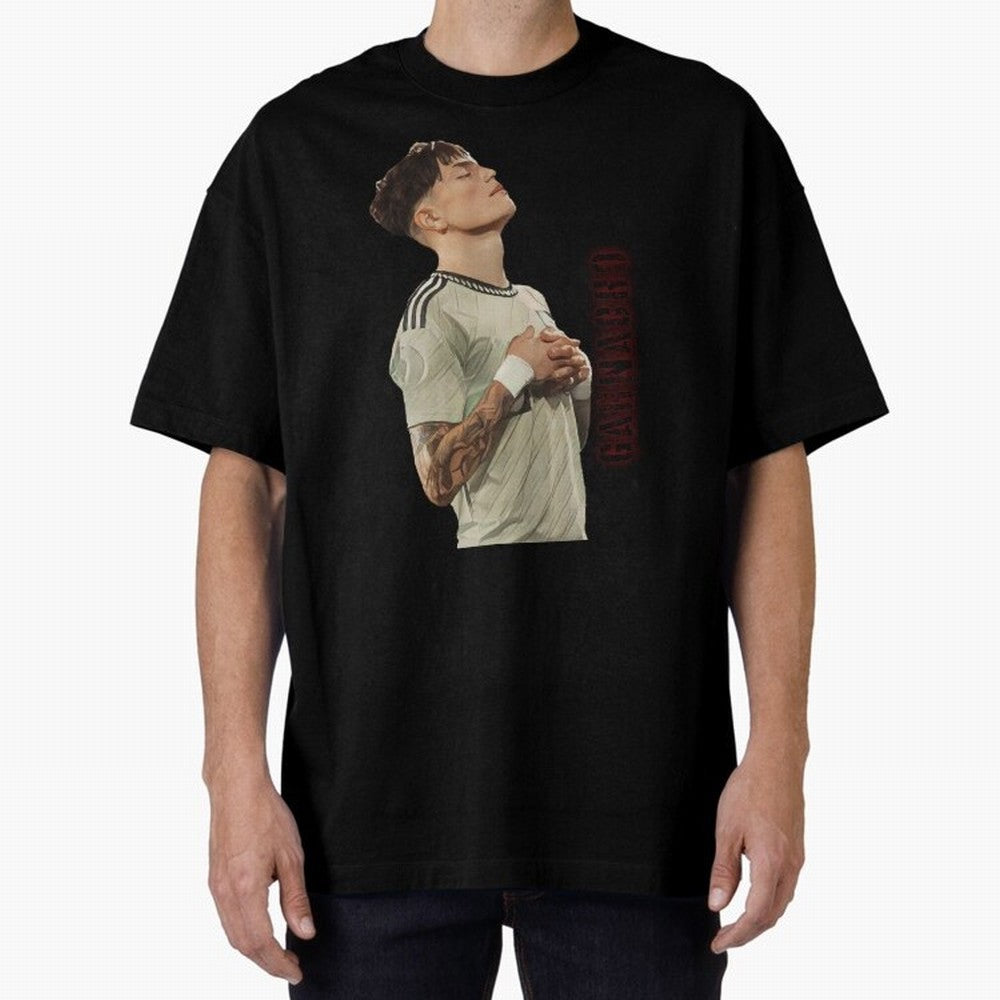 Alejandro Garnacho Oversized T-Shirt Join Supporters Worldwide for FIFA World Cup 2026 Spirit, Celebrating Argentina, Cristiano Ronaldo, Haaland and CR7, Vintage Soccer Flavor, Modern Football Stars, National Flags and Final Night Emotion; Ideal