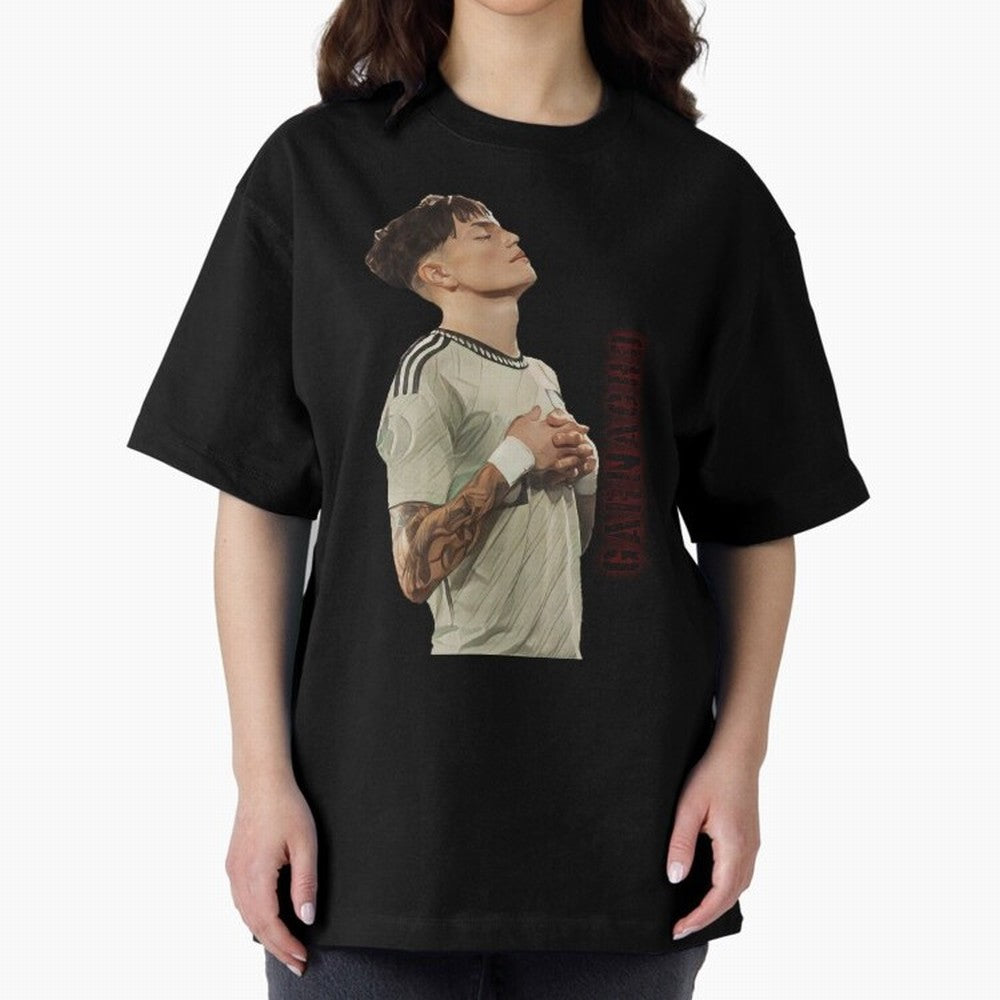 Alejandro Garnacho Oversized T-Shirt Join Supporters Worldwide for FIFA World Cup 2026 Spirit, Celebrating Argentina, Cristiano Ronaldo, Haaland and CR7, Vintage Soccer Flavor, Modern Football Stars, National Flags and Final Night Emotion; Ideal