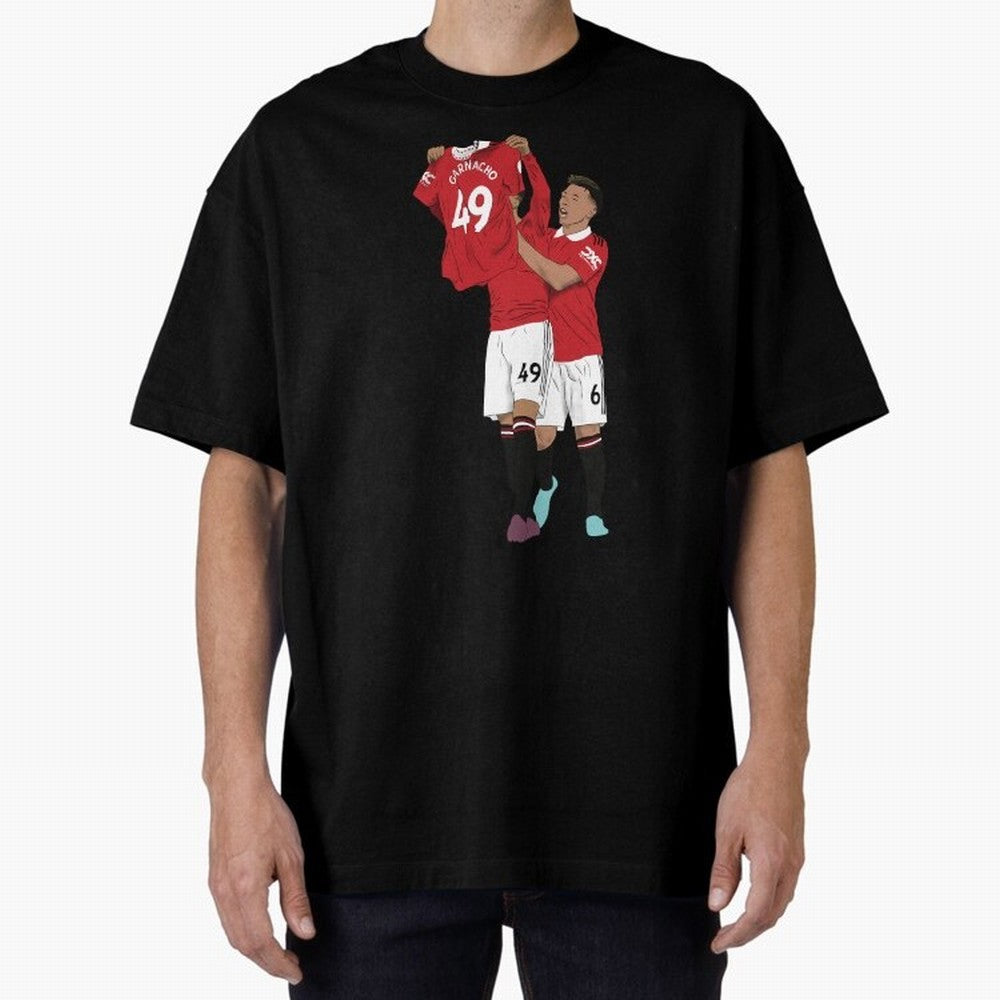 Alejandro Garnacho Goal Celebration Oversized T-Shirt Remember FIFA World Cup 2026 for Fans of Messi, CR7 and Mbappe and Argentina, France and Brazil, Bringing Vintage Soccer Flavor, Modern Football Stars, National Flags and Final Night Emotion;