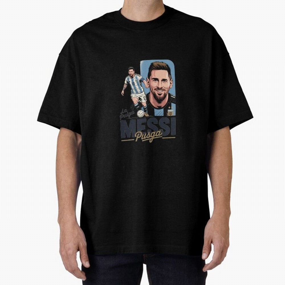Lionel Messi Argentinian La Pulga Oversized T-Shirt Show Fan Pride Across Match Day Hype around FIFA World Cup 2026 Group Stage, Messi and Cristiano Ronaldo, Spain and Netherlands, Sports Nostalgia, International Competition, Famous Players and