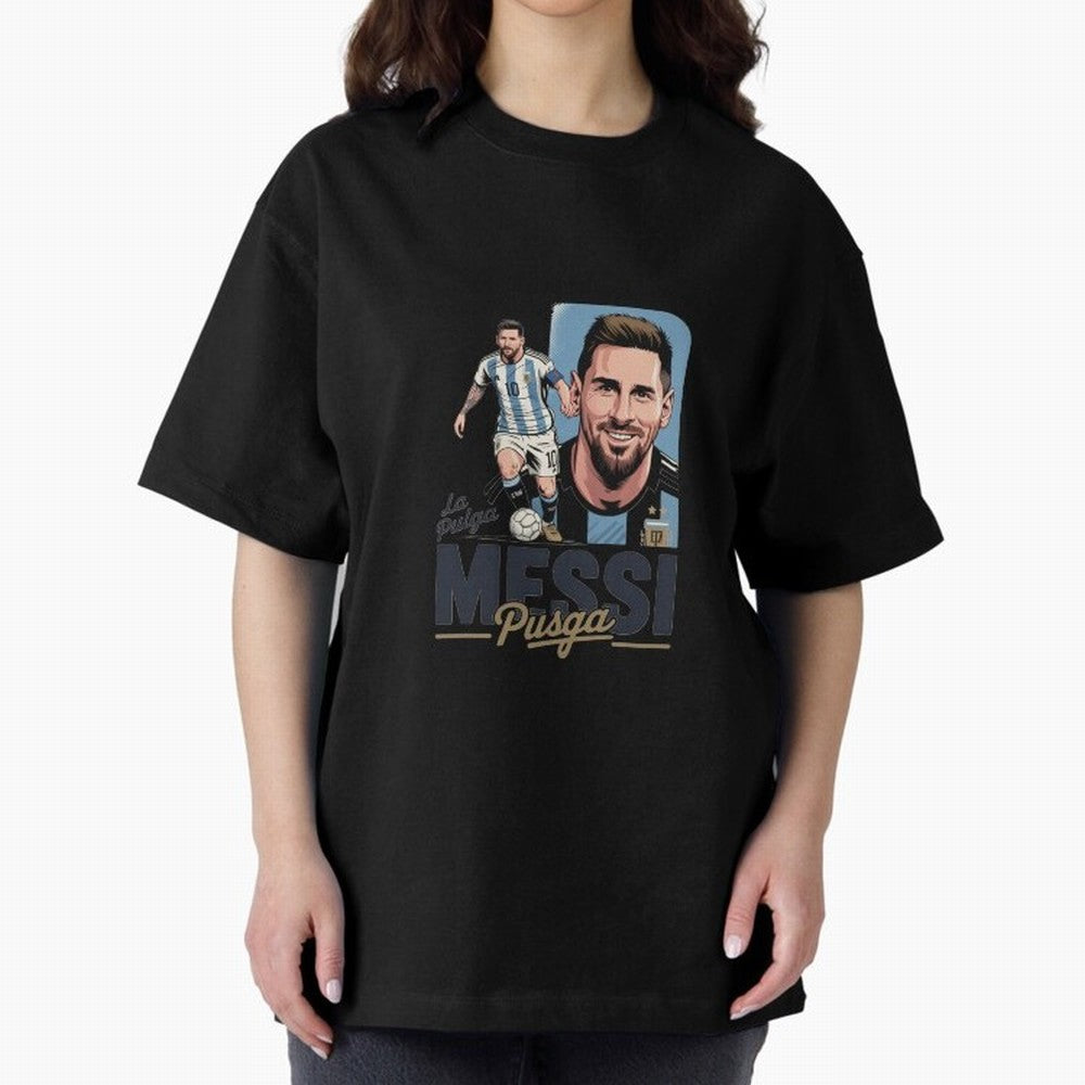 Lionel Messi Argentinian La Pulga Oversized T-Shirt Show Fan Pride Across Match Day Hype around FIFA World Cup 2026 Group Stage, Messi and Cristiano Ronaldo, Spain and Netherlands, Sports Nostalgia, International Competition, Famous Players and