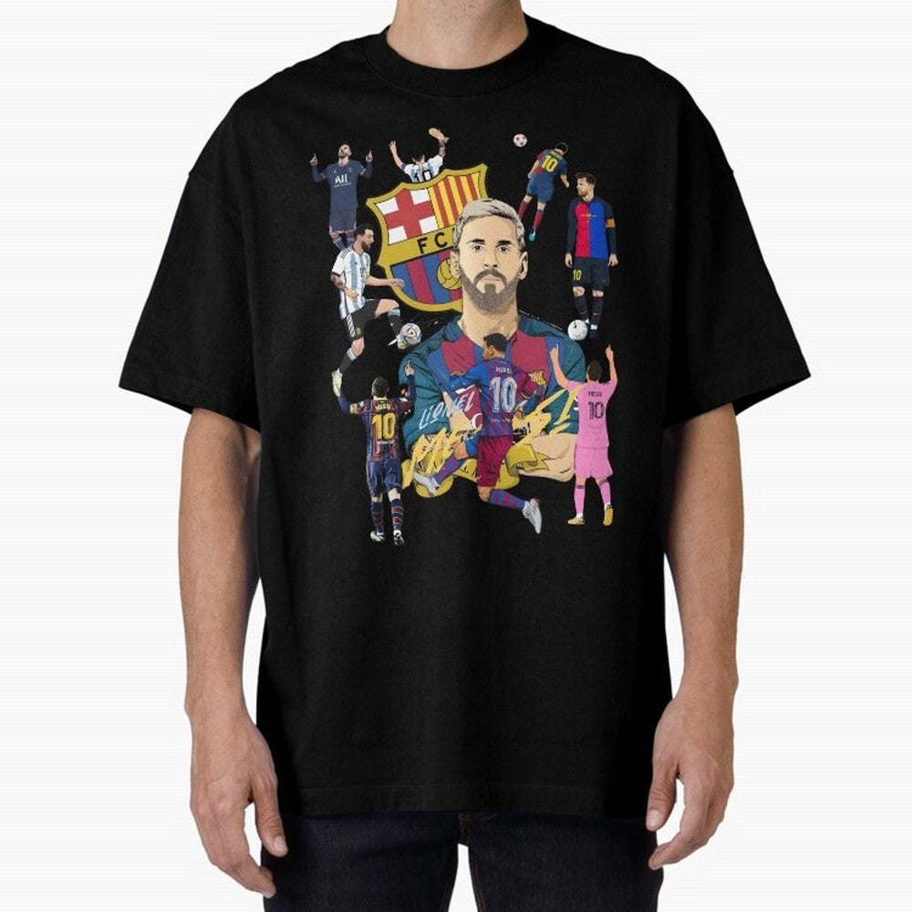 MESSI10 Oversized T-Shirt Celebrate Classic Football Spirit in FIFA World Cup 2026 USA Canada Mexico Centered on Messi, Brazil Energy, Vintage Soccer Flavor, Modern Football Stars, National Flags and Final Night Emotion; Great for Supporters Who