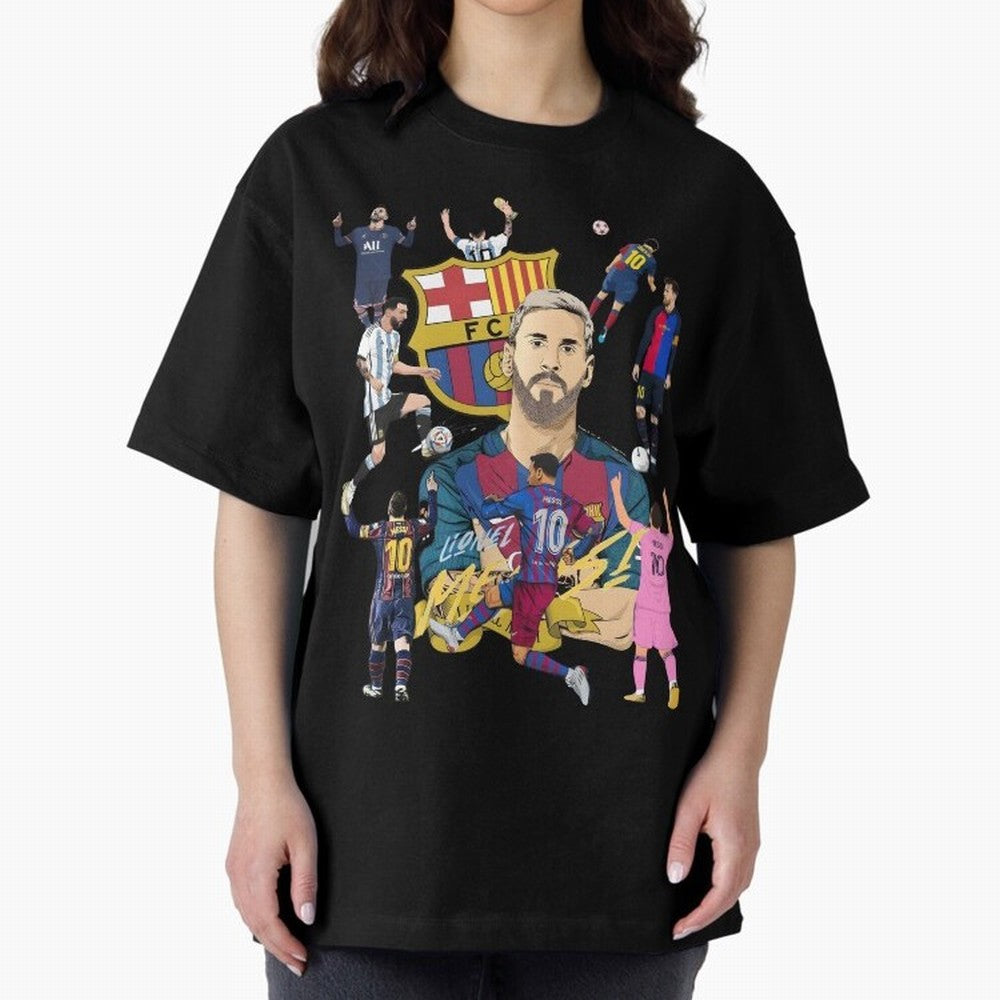 MESSI10 Oversized T-Shirt Celebrate Classic Football Spirit in FIFA World Cup 2026 USA Canada Mexico Centered on Messi, Brazil Energy, Vintage Soccer Flavor, Modern Football Stars, National Flags and Final Night Emotion; Great for Supporters Who