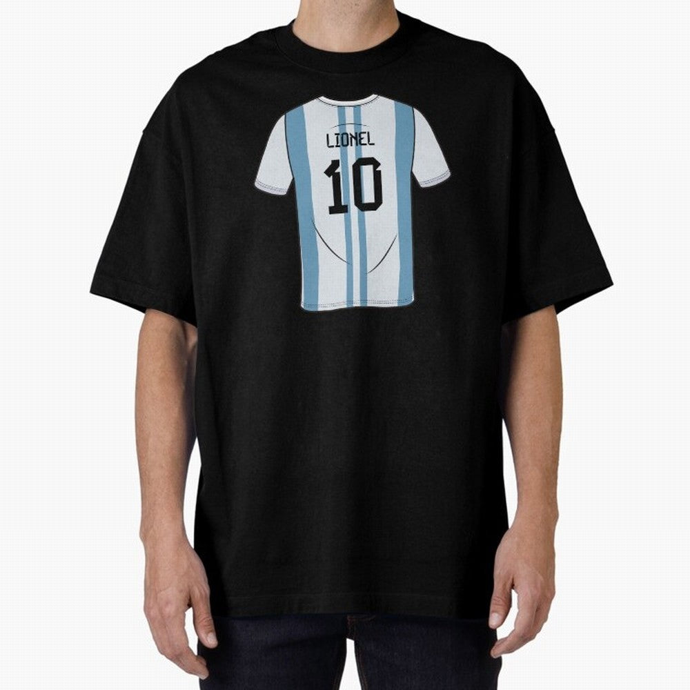 LeoMessi Jersey Illustration 2022 Oversized T-Shirt Turn Up for Global Football Passion for FIFA World Cup 2026 Group Stage, Connected to Neymar, Haaland and Cristiano Ronaldo, France, Soccer Culture, Superstar Moments, National Team Dreams and