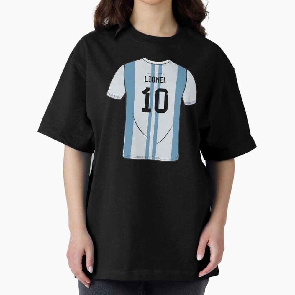LeoMessi Jersey Illustration 2022 Oversized T-Shirt Turn Up for Global Football Passion for FIFA World Cup 2026 Group Stage, Connected to Neymar, Haaland and Cristiano Ronaldo, France, Soccer Culture, Superstar Moments, National Team Dreams and
