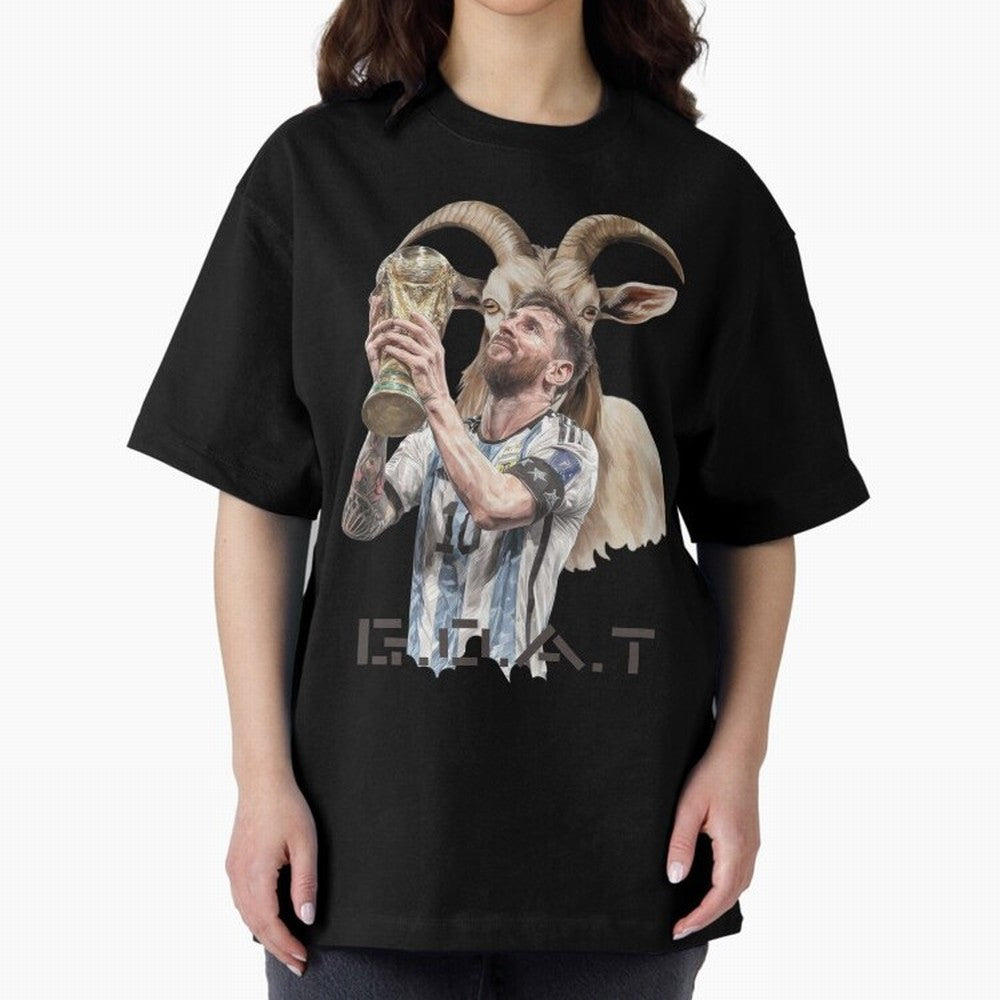 The G.O.A.T of Football, Lionel Messi Classic T-Shirt Honor Champions and Dreams in FIFA World Cup 2026 Centered on Neymar, Haaland and Cristiano Ronaldo, England and Germany Energy, Worldwide Fan Energy, Dramatic Goals, Stadium Lights and