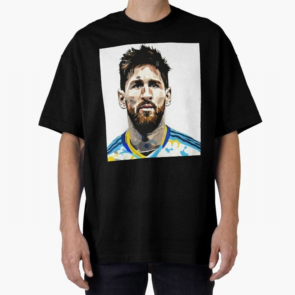 Lionel Messi Oversized T-Shirt Show Fan Pride Across Global Football Passion for FIFA World Cup 2026, Centered on Messi, CR7 and Mbappe, Spain, Tournament Hype, Historic Matchups, Family Viewing Parties and Global Sports Pride; Perfect for People