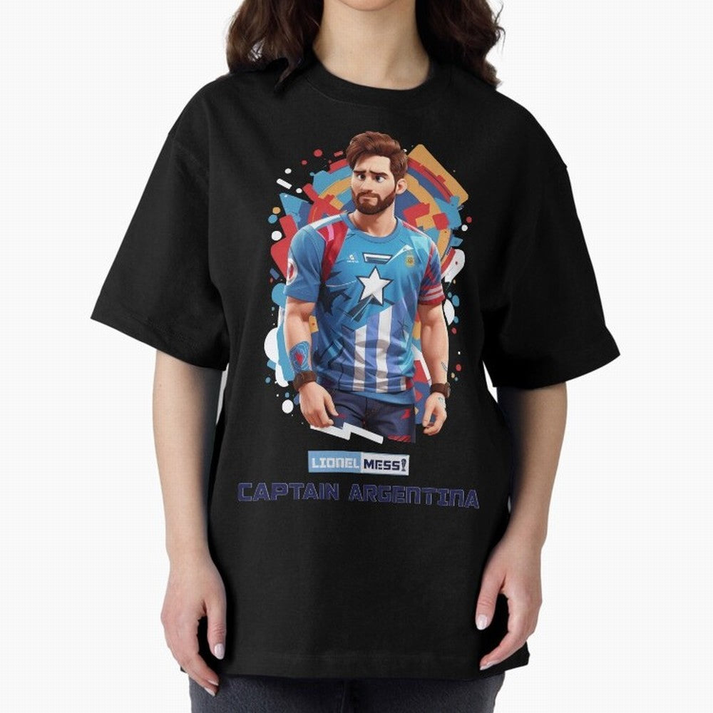 Lionel Messi Captain Argentina Oversized T-Shirt Join Supporters Worldwide for FIFA World Cup 2026 USA Canada Mexico with Cristiano Ronaldo, England and Germany Energy, Global Supporter Spirit, Legendary Goals, National Colors and Tournament