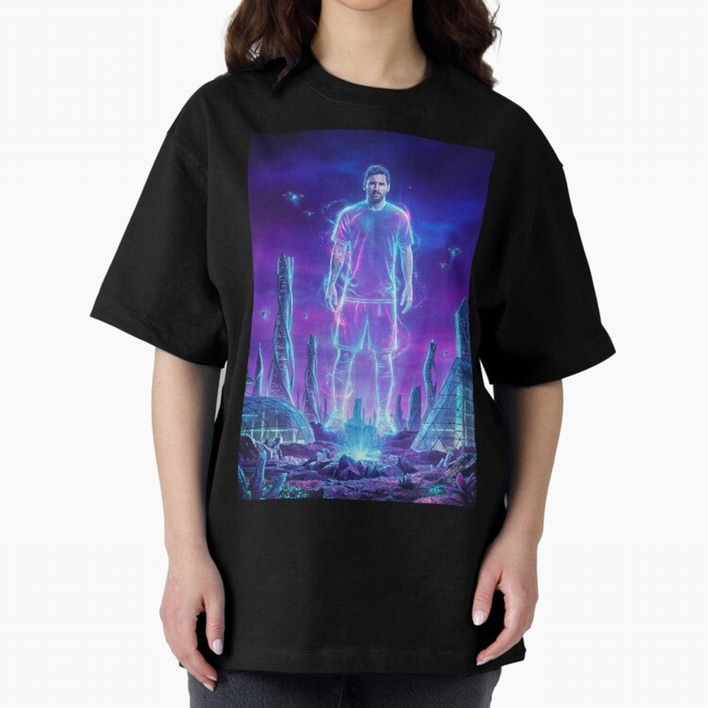 Lionel Messi (GOAT) Hologram in Futuristic Cyberpunk City (Version 5) Classic T-Shirt Feel the Roar of FIFA World Cup 2026 Group Stage Filled with Haaland, France Energy, Soccer Culture, Superstar Moments, National Team Dreams and Competitive Fire;