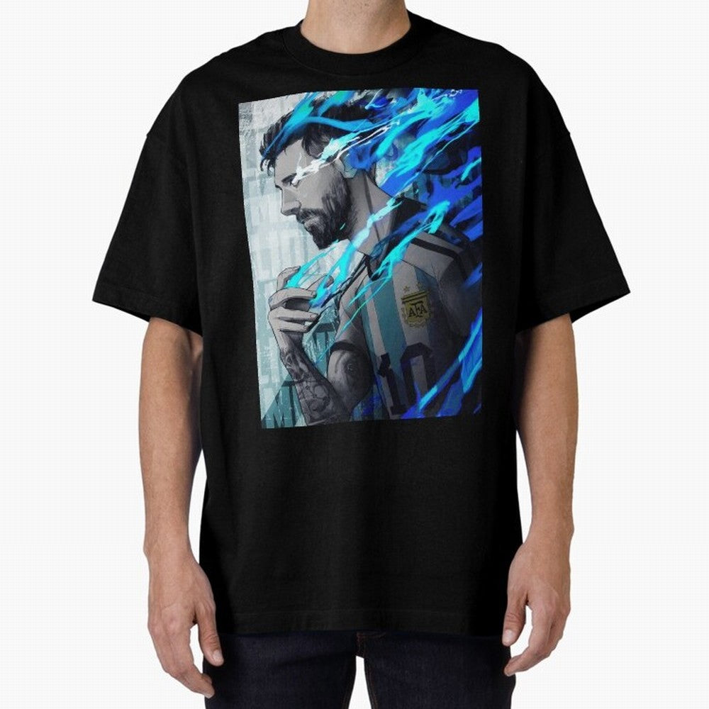 LIONEL MESSI NEW GOAL CELEBRATION ILLUSTRATION 2023 2024 Oversized T-Shirt Experience FIFA World Cup 2026 Group Stage for Fans of CR7 and England and Germany, Bringing Supporter Pride, Iconic Celebrations, Legendary Names and Global Match Day