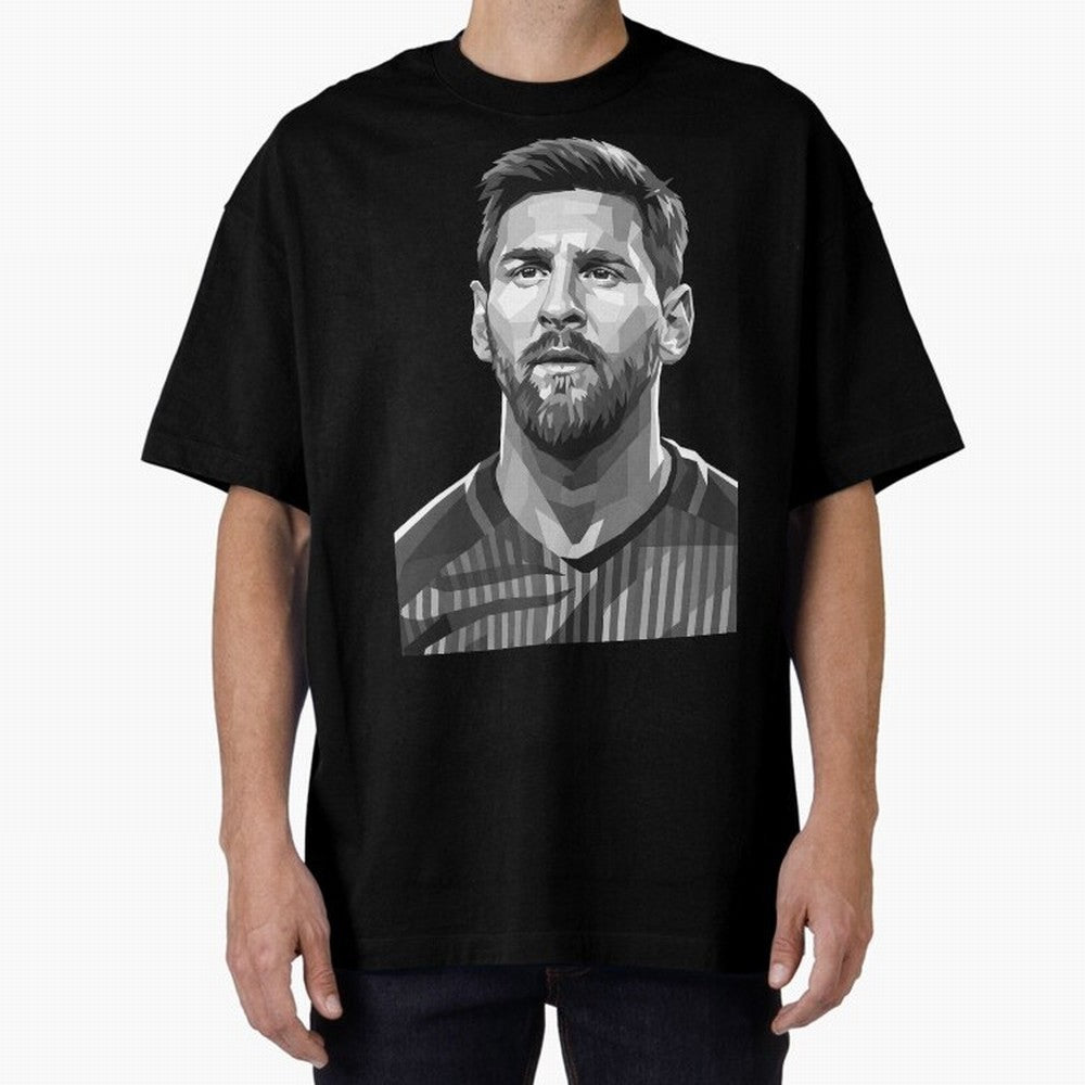 Messi grayscale Oversized T-Shirt Bring Trophy Dreams to the FIFA World Cup 2026 Group Stage Journey through Mbappe Highlights, Spain Pride, Stadium Chants, National Pride, Trophy Dreams and Unforgettable Football Memories; Made for Collectors Who