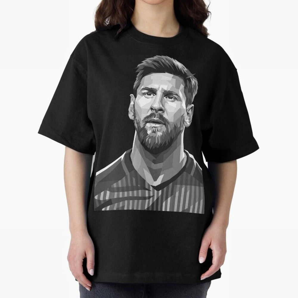 Messi grayscale Oversized T-Shirt Bring Trophy Dreams to the FIFA World Cup 2026 Group Stage Journey through Mbappe Highlights, Spain Pride, Stadium Chants, National Pride, Trophy Dreams and Unforgettable Football Memories; Made for Collectors Who