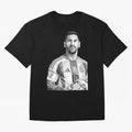 Messi grayscale Classic T-Shirt Enjoy Match Day Hype around FIFA World Cup 2026, Mbappe, France and Portugal, Football Festival Excitement, Trophy Ambitions, Country Rivalries and Star Player Buzz; Ideal for Football Dads, Football Moms, Friends,
