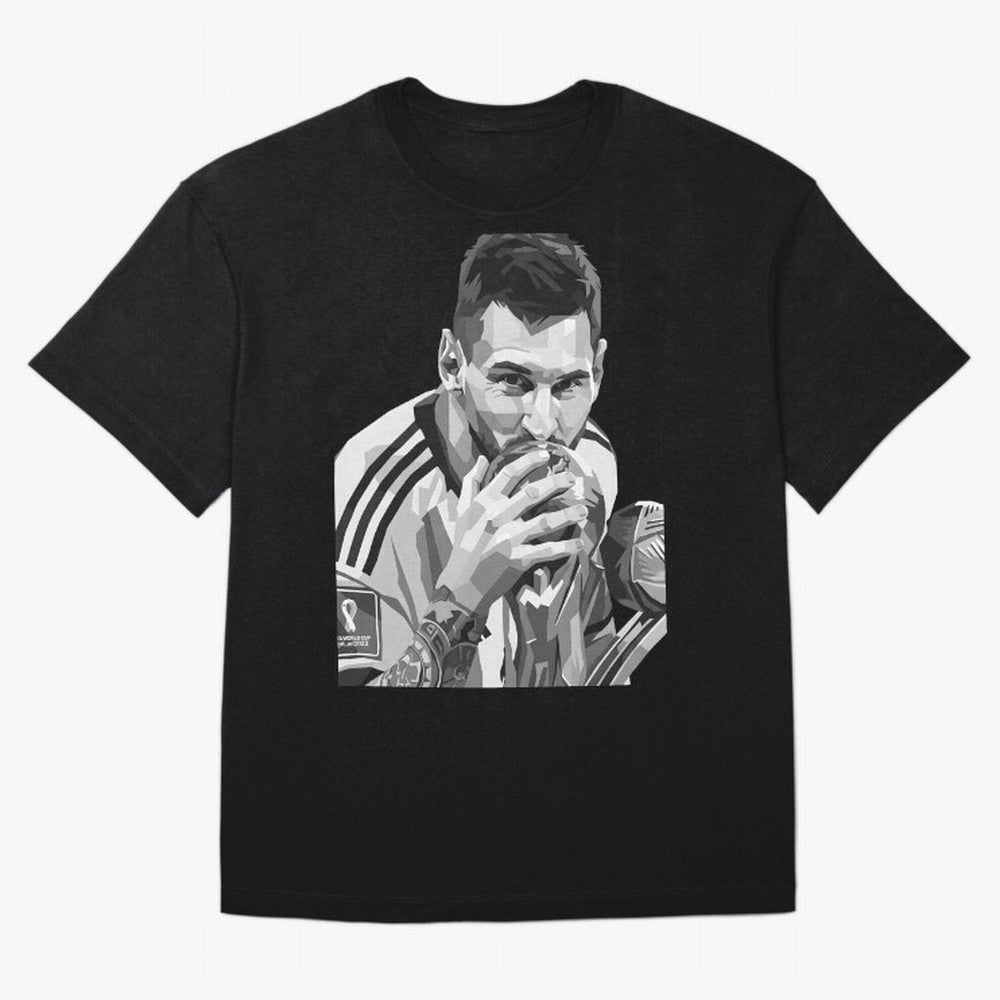 Messi grayscale Oversized T-Shirt Capture Match Day Hype around FIFA World Cup 2026, Cristiano Ronaldo, Haaland and CR7, Argentina and Brazil, Retro Football Energy, Iconic Rivalries, Trophy Chase Drama and Stadium Atmosphere; Ideal for Football