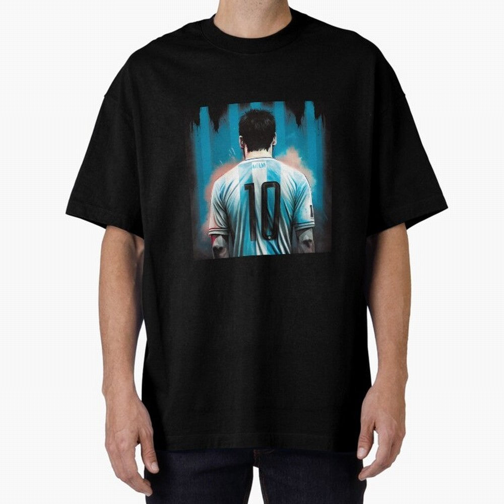 Lionel Messi Oversized T-Shirt Represent Football Lovers during FIFA World Cup 2026 Group Stage for Fans of Mbappe and Neymar and Brazil, Bringing Vintage Soccer Flavor, Modern Football Stars, National Flags and Final Night Emotion; Ideal for Fans