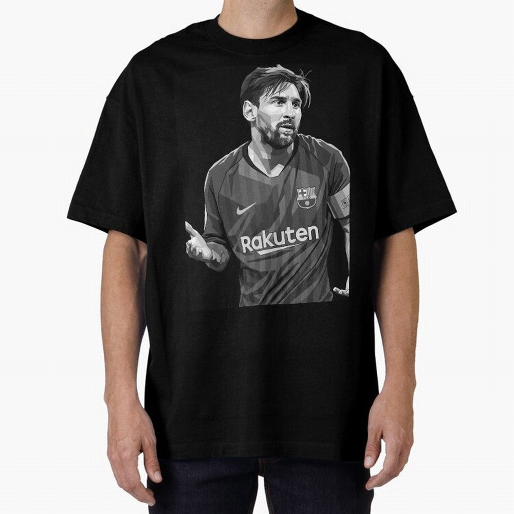Messi grayscale Oversized T-Shirt Make Memories around Global Football Passion for FIFA World Cup 2026 Group Stage, Connected to CR7 and Messi, France, Football Passion, Legendary Performances, Festival Vibes and Supporter Community; Perfect for