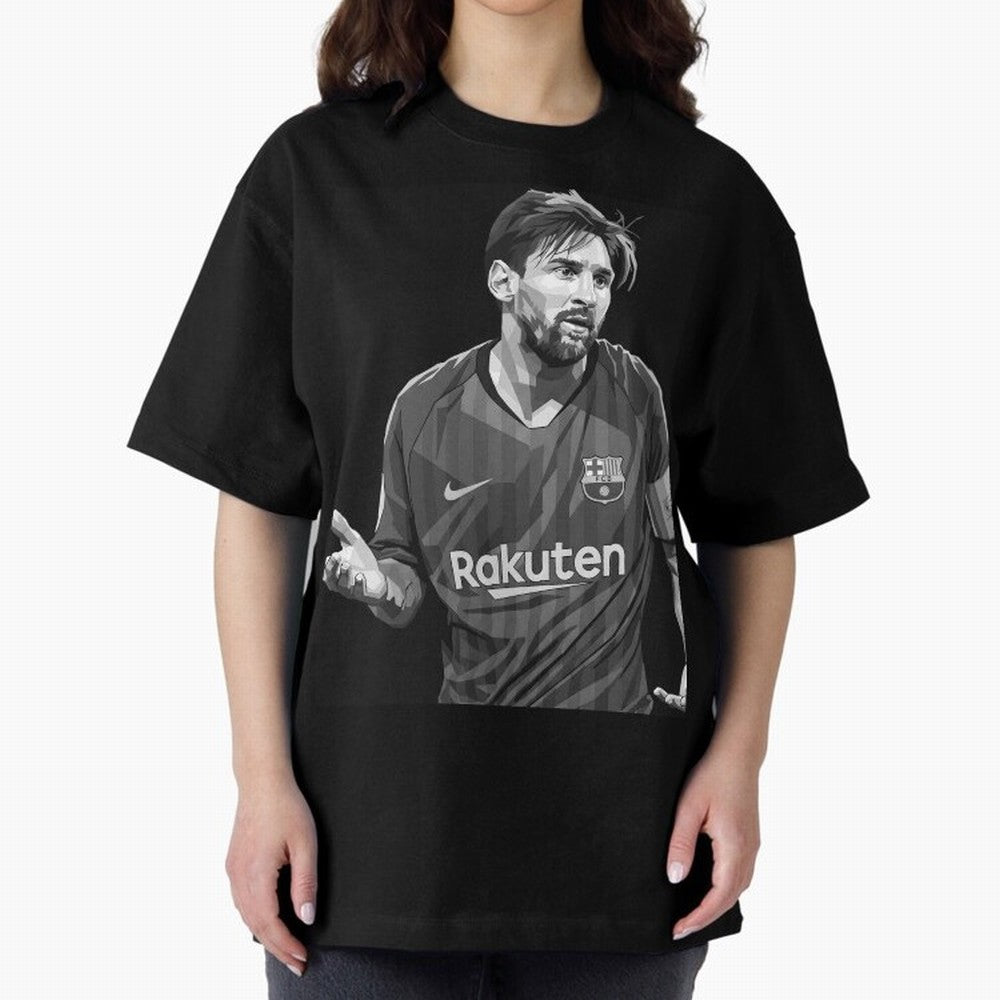 Messi grayscale Oversized T-Shirt Make Memories around Global Football Passion for FIFA World Cup 2026 Group Stage, Connected to CR7 and Messi, France, Football Passion, Legendary Performances, Festival Vibes and Supporter Community; Perfect for