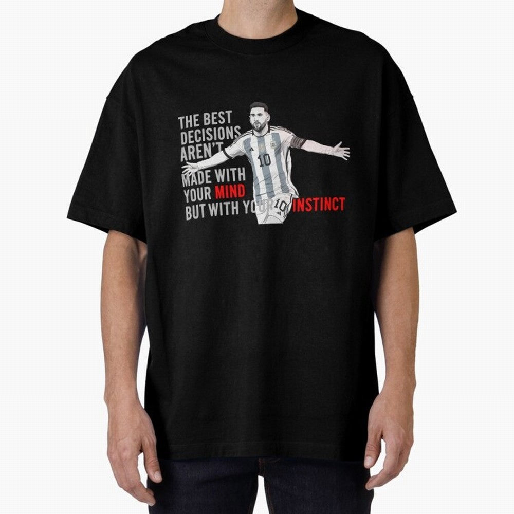 Messi Instinct Oversized T-Shirt Spotlight FIFA World Cup 2026 Group Stage Spirit, Centered on England, Mbappe, Global Supporter Spirit, Legendary Goals, National Colors and Tournament Celebration; Perfect for People Who Love Argentina, Brazil,