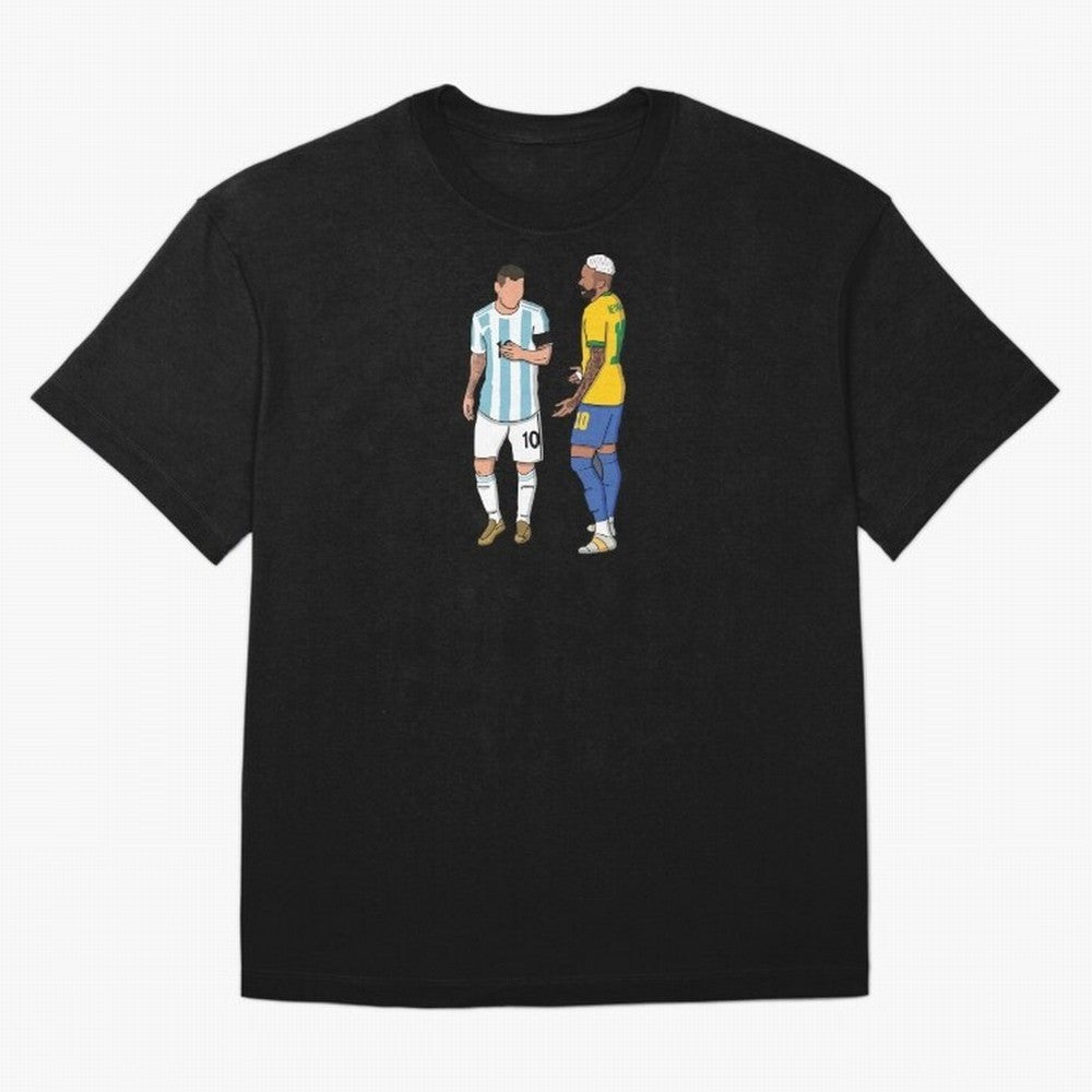 Messi and Neymar Chit Chat Illustration Oversized T-Shirt Honor the Beautiful Game during Match Day Hype around FIFA World Cup 2026 USA Canada Mexico, Cristiano Ronaldo, Haaland and CR7, England and Germany, Football Festival Excitement, Trophy