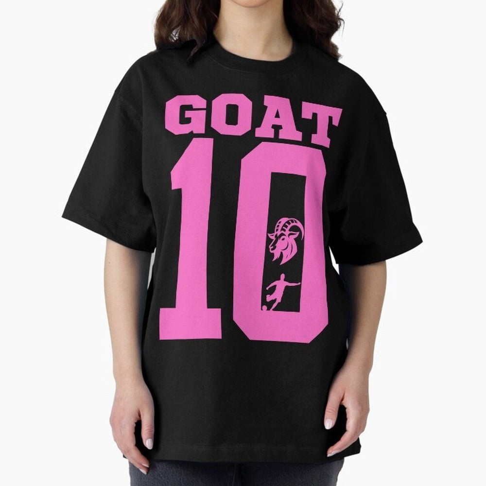 Miami Champions The Goat 10 Oversized T-Shirt Remember Iconic Moments from Global Football Passion for FIFA World Cup 2026 USA Canada Mexico, Celebrating Mbappe and Neymar, Portugal, Football Festival Excitement, Trophy Ambitions, Country Rivalries