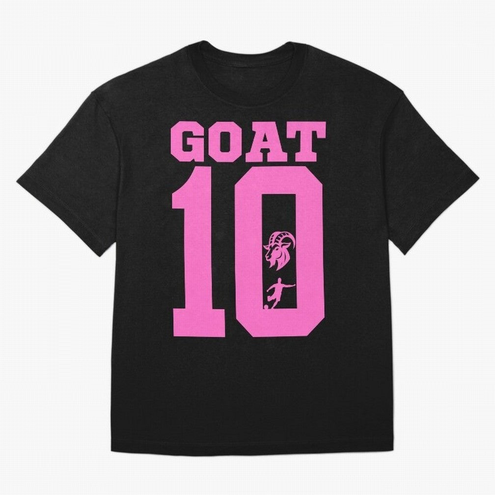 Miami Champions The Goat 10 Oversized T-Shirt Remember Iconic Moments from Global Football Passion for FIFA World Cup 2026 USA Canada Mexico, Celebrating Mbappe and Neymar, Portugal, Football Festival Excitement, Trophy Ambitions, Country Rivalries